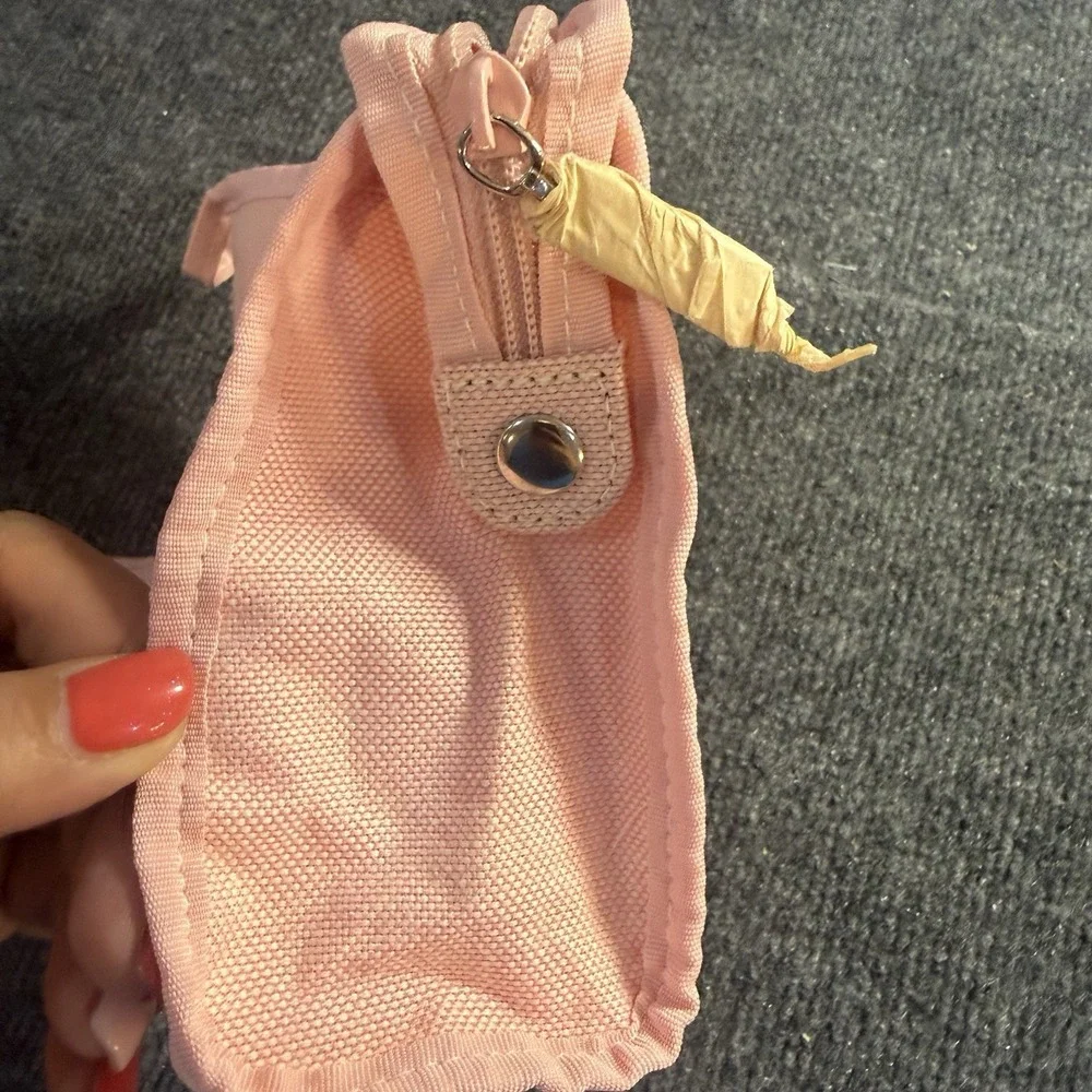 Ralph Lauren RL Pink Canvas Cosmetic Makeup Travel Pouch Zip Bag Fragrance